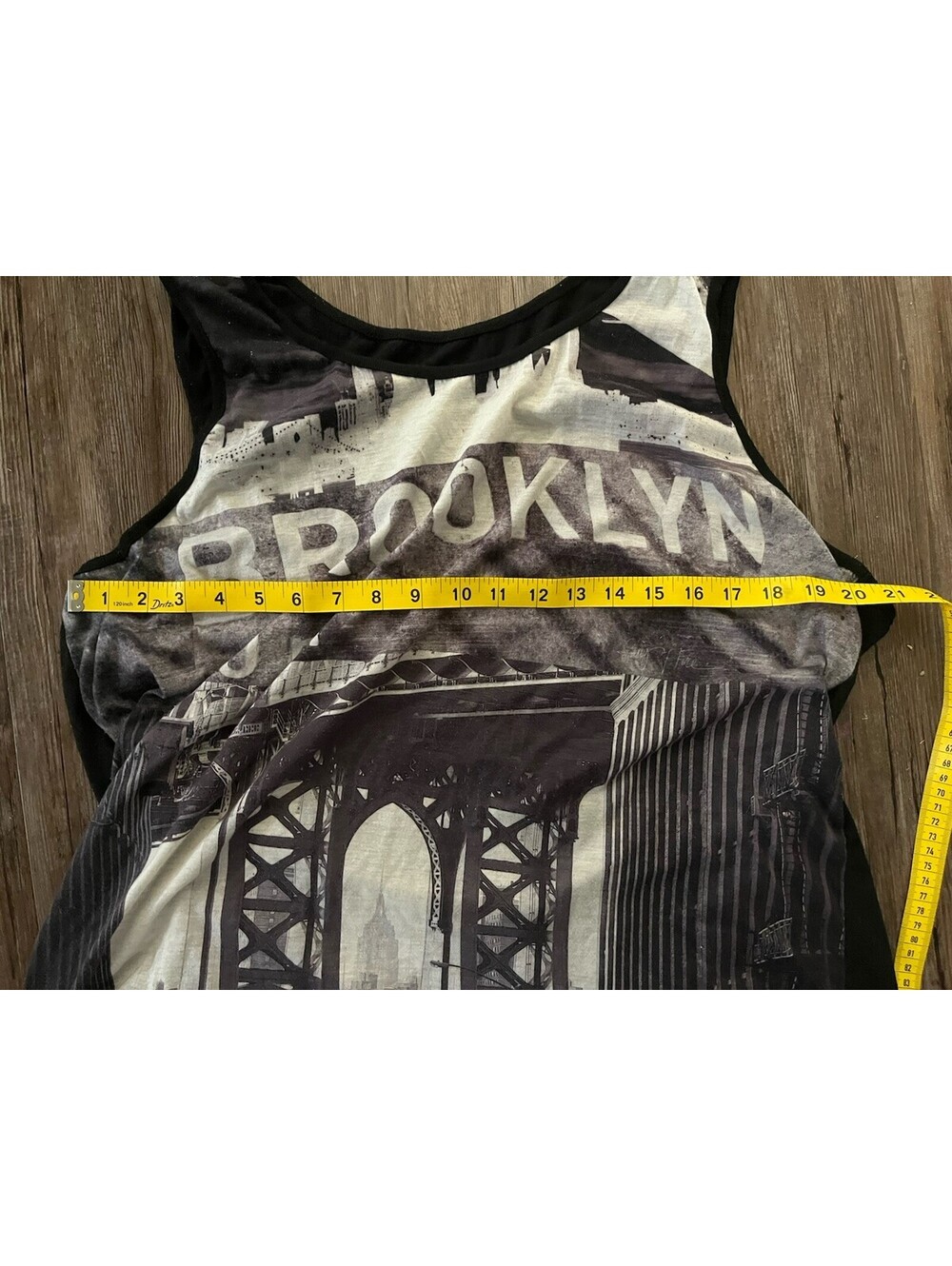 Brooklyn Bridge Black NYC Ring Of Fire Tank Top Sz L Grunge - Picture 3 of 4